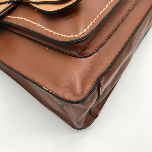 Move & Moda Brown Faux Leather Convertible Work Briefcase Crossbody - Picture 6 of 12